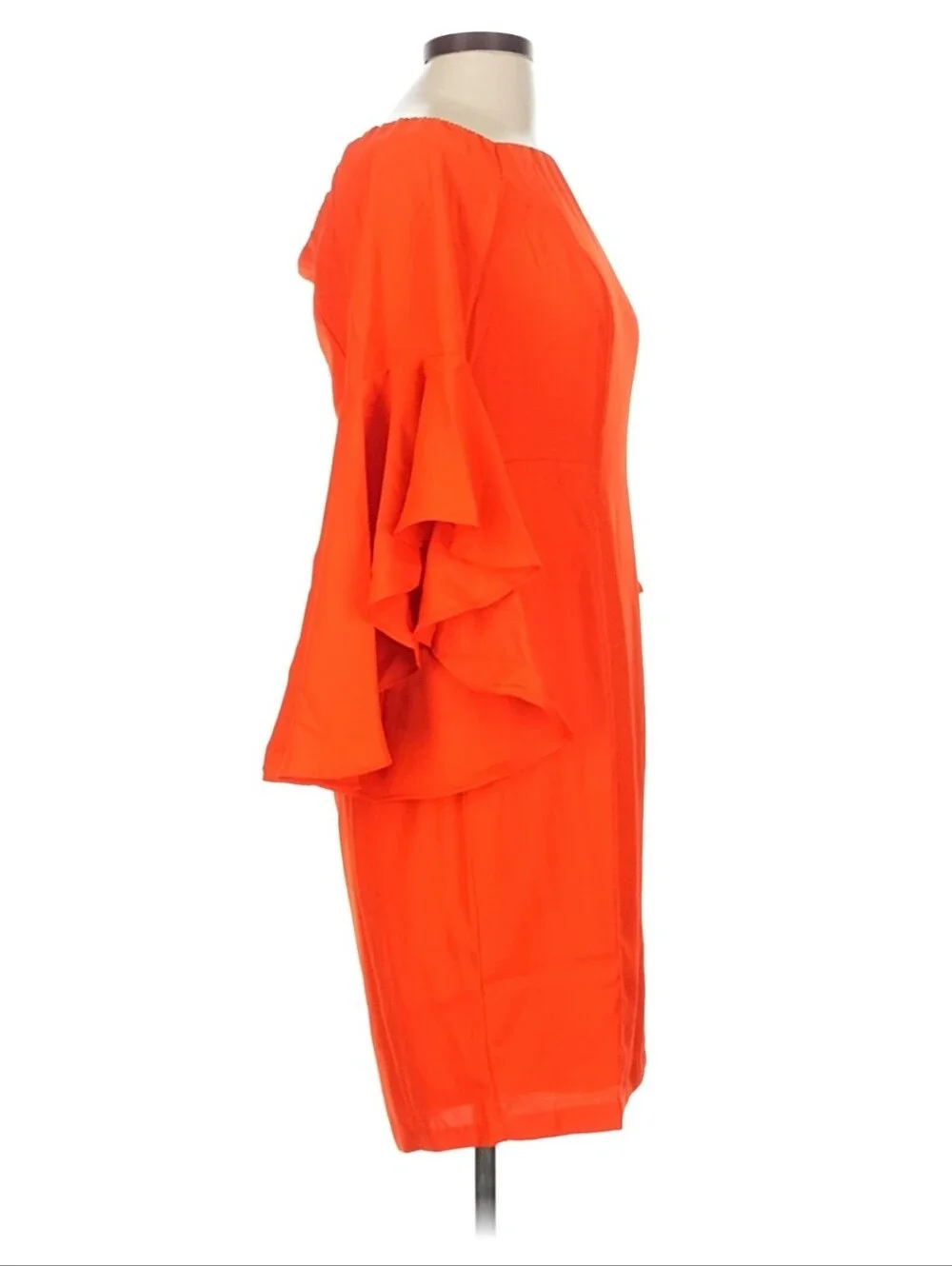 Venus Orange Ruffle-Sleeve Sheath Dress In Size 16 - Picture 8 of 9